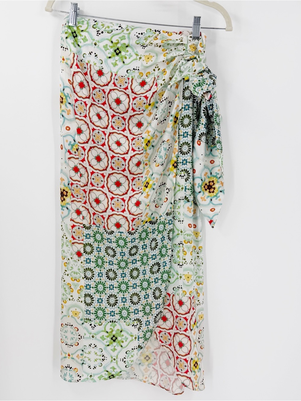EUC Zara Printed Sarong Style Midi Skirt Slit XS Beach Resort Vacation Pool - Picture 3 of 7